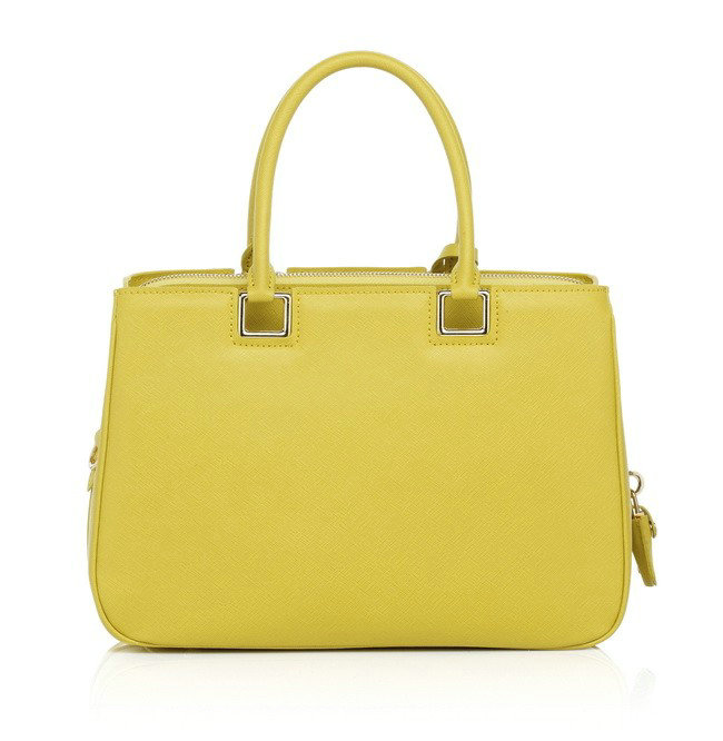 2014 Prada saffiano calfskin tote BN2244 lemonyellow - Click Image to Close